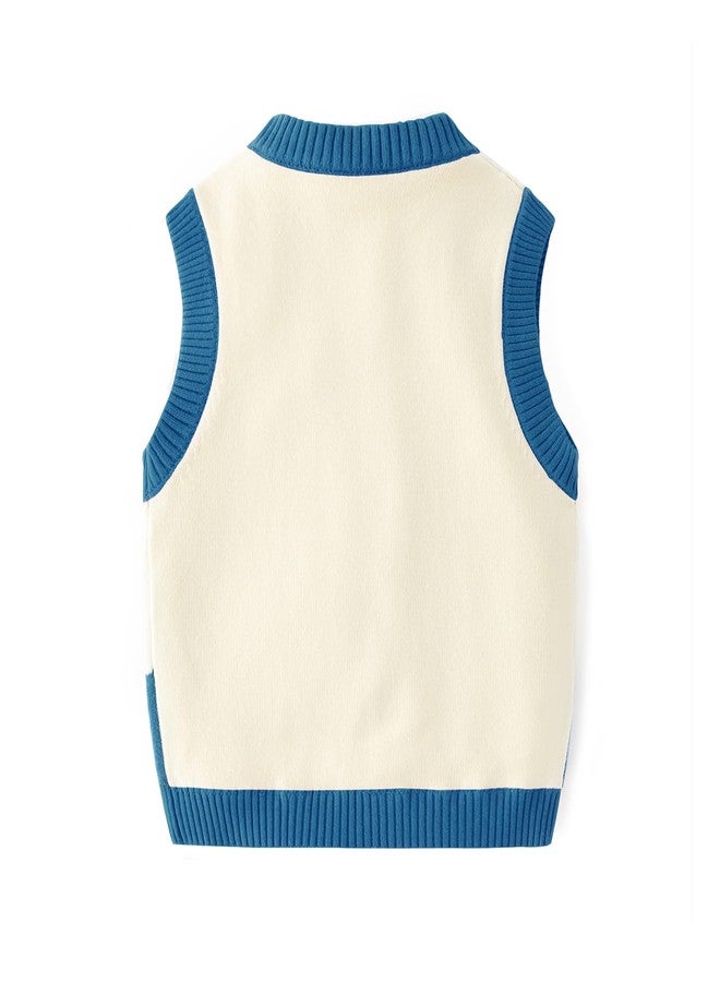 JAYPEIER Cozy Knit Cotton Vest for Baby Boys Girls, Rustic Pastoral Style Toddler Clothing for Fall and Winter Seasons (US, Age, 12 Months, 24 Months, Blue) - Image 3