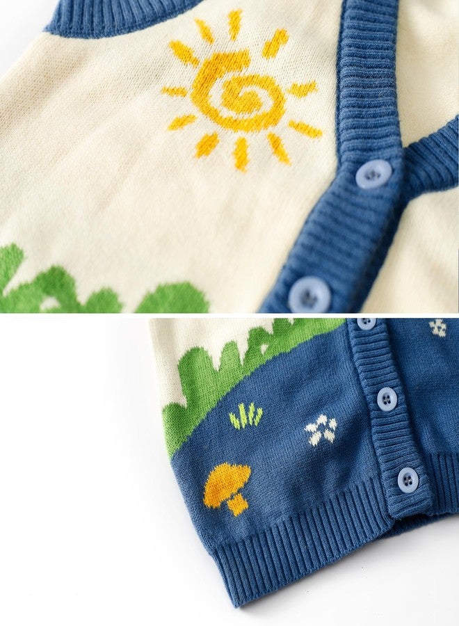 JAYPEIER Cozy Knit Cotton Vest for Baby Boys Girls, Rustic Pastoral Style Toddler Clothing for Fall and Winter Seasons (US, Age, 12 Months, 24 Months, Blue) - Image 2