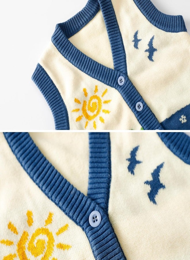 JAYPEIER Cozy Knit Cotton Vest for Baby Boys Girls, Rustic Pastoral Style Toddler Clothing for Fall and Winter Seasons (US, Age, 12 Months, 24 Months, Blue) - Image 4