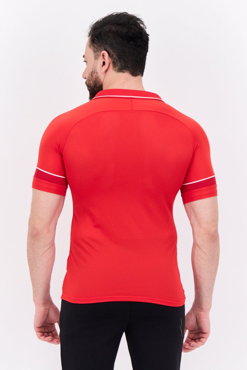 Nike تي شيرت رياضي للرجال بأكمام قصيرة، تدريب بولو، أحمر - Image 3