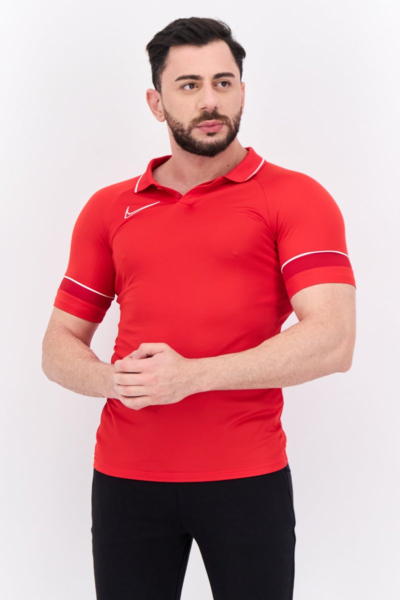Nike تي شيرت رياضي للرجال بأكمام قصيرة، تدريب بولو، أحمر - Image 1