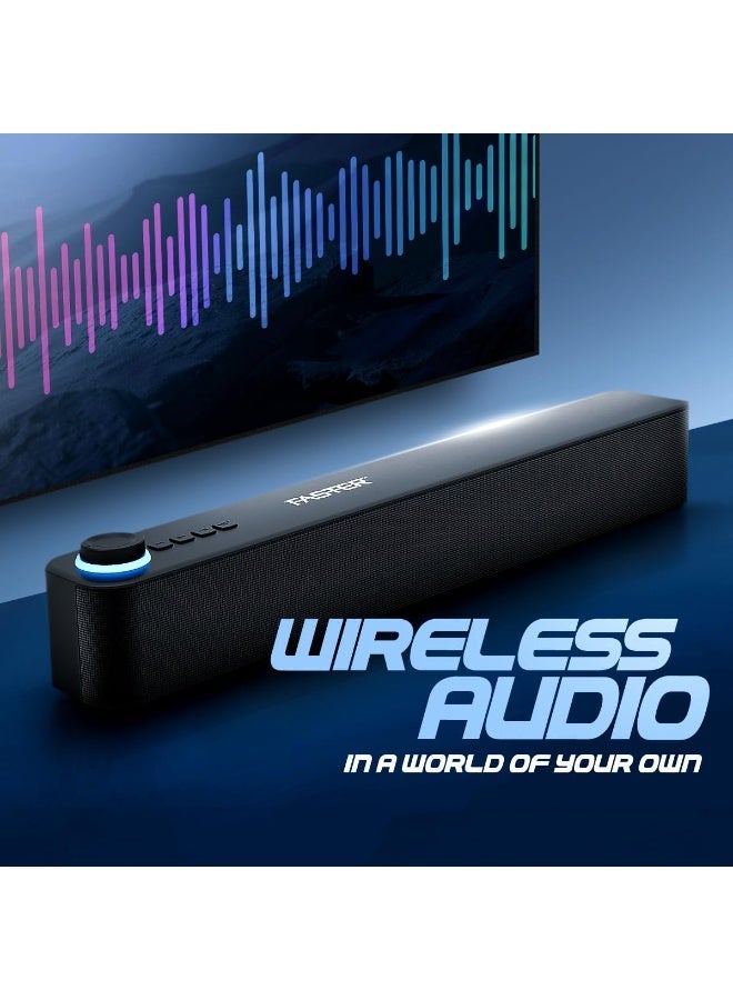 Faster Z5 Wireless Bluetooth Soundbar 12W Home Theater System - Portable Stereo Speaker with Deep Bass, USB, FM Radio, Aux for TV, Desktop, Laptop, PC, Cellphone - Loud Audio, Immersive Surround Sound - Image 2