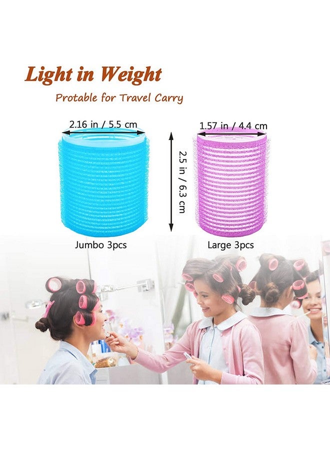 BESSEEK Jumbo Hair Rollers 6 Packs Large Rollers For Hair Self Grip Salon Hairdressing Curlers Hair Curlers Sets Diy Curly Hairstyle Colors May Vary (3Xjumbo+3Xlarge) - Image 5