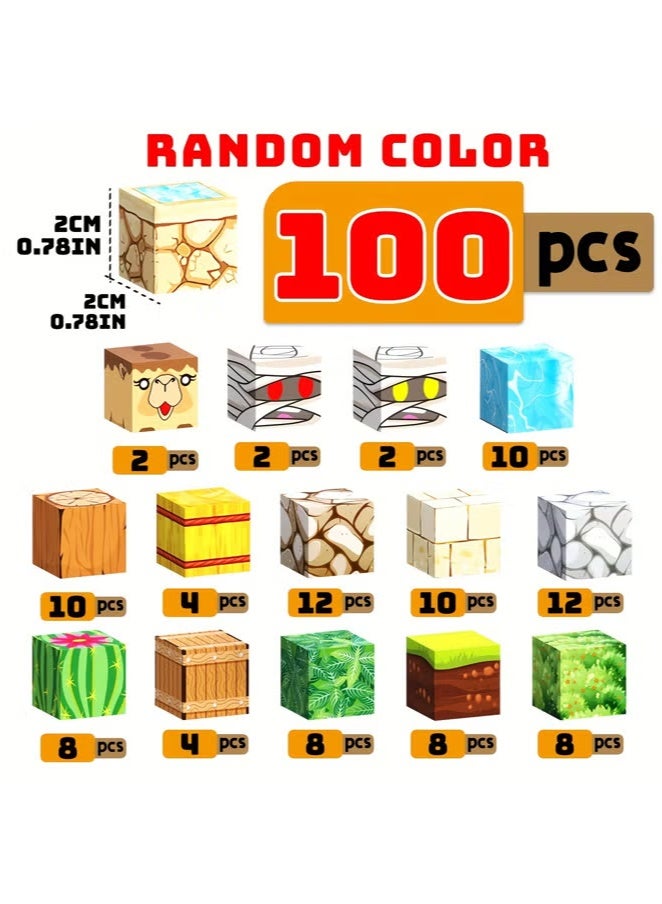 Paka Rabbit 100PCS Magnetic Blocks - Build Magnet Magic Portal Set, Magnetic Tiles 2.0 CM Building Blocks Toddler Toys STEM Sensory Outdoor Toys for 3+ Year Old Boys & Girls, Creative Kids Games Kids Toys - Image 4