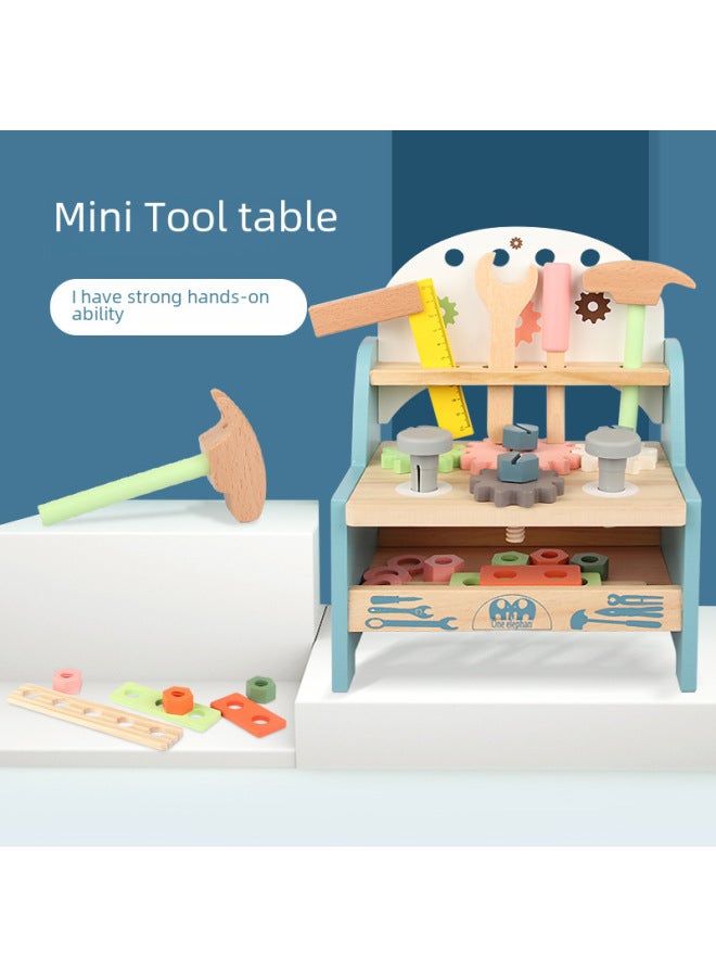 Wooden Children's Color Disassembly And Assembly Tool Table Interactive Interest Training Play House Simulation Intelligence DIY Toys Early Education-Color:YLB-3 Gray Tool Stand - Image 4