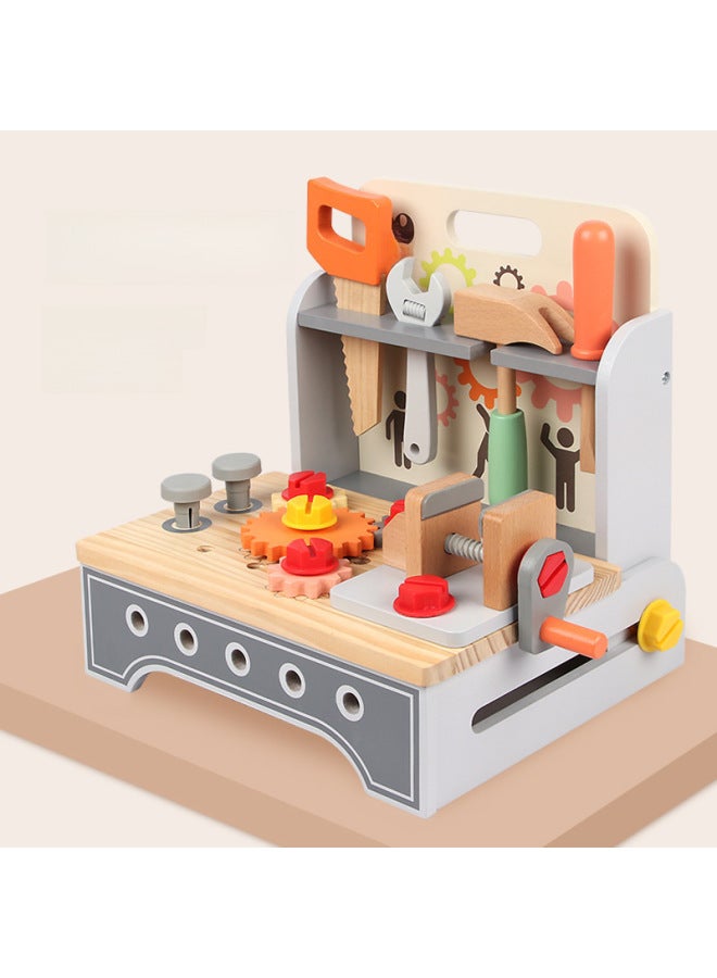 Wooden Children's Color Disassembly And Assembly Tool Table Interactive Interest Training Play House Simulation Intelligence DIY Toys Early Education-Color:YLB-3 Gray Tool Stand - Image 2