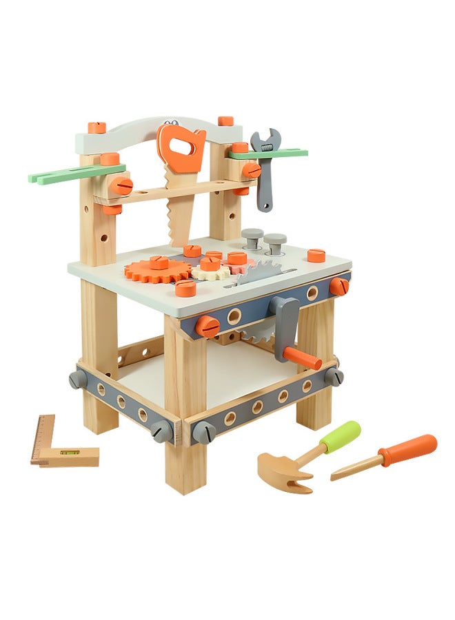 Wooden Children's Color Disassembly And Assembly Tool Table Interactive Interest Training Play House Simulation Intelligence DIY Toys Early Education-Color:YLB-3 Gray Tool Stand - Image 1