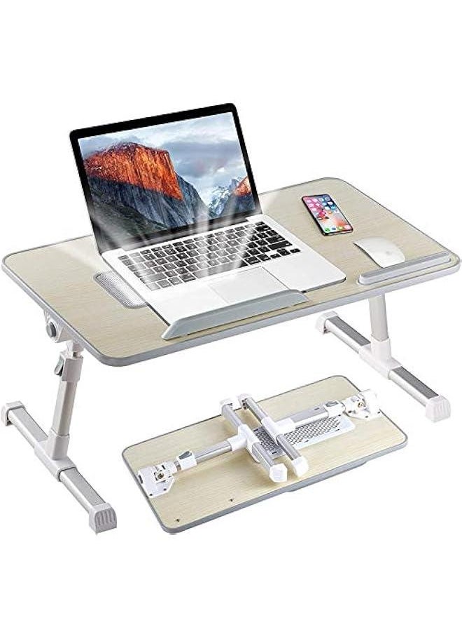 Generic Adjustable Laptop Bed Tray Table, Laptop Desk for Bed, Portable Lap Desks with USB Cooling Fan and Foldable Legs, Computer Tray Laptop Stand for Sofa Bed Floor  - Image 1