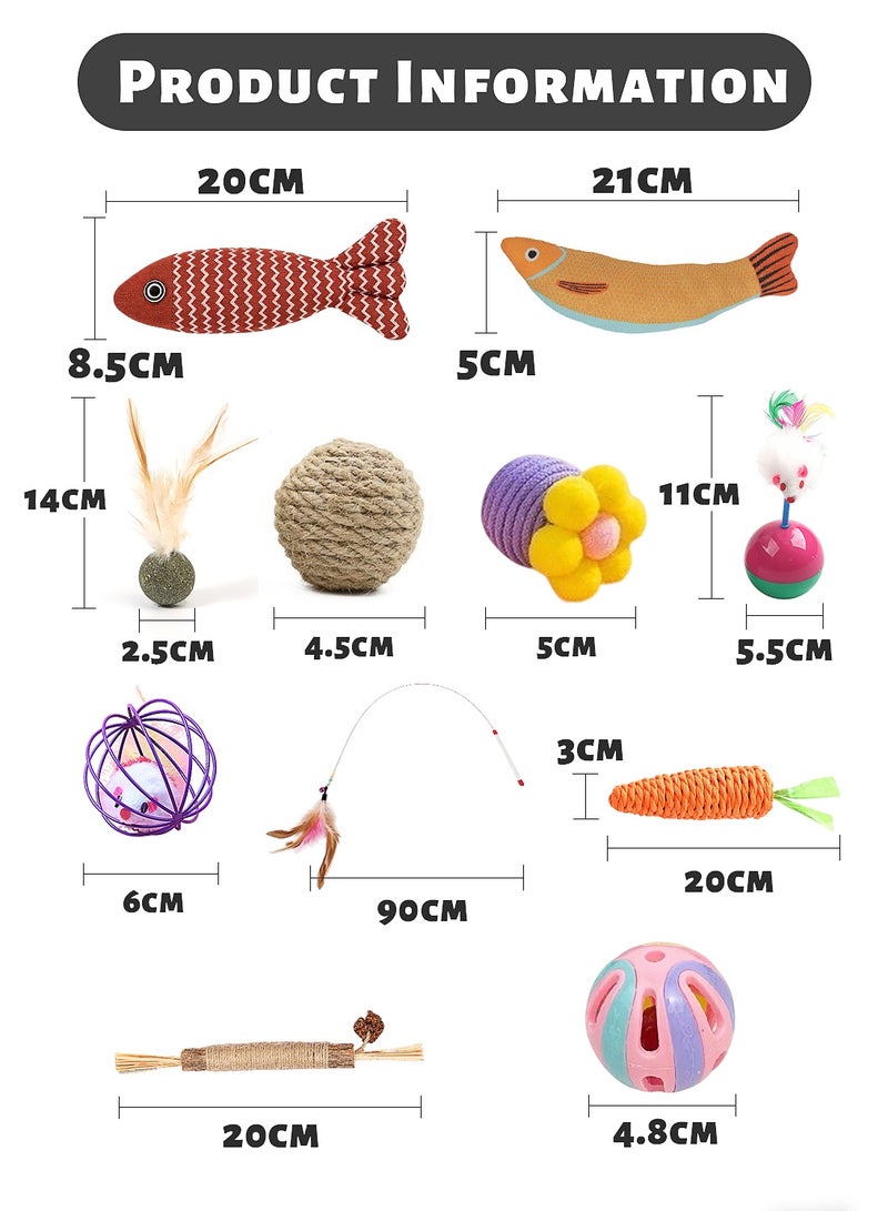 18pcs Cat Toy Set (1 Teasing Cat Stick, 1 Catnip Saury, 1 Catnip Burlap Fish, 1 Sisal Carrot, 2 Matatabi Sticks, 1 Tipping Mouse, 3 Catnip Bouncing Balls, 2 Cage Mice, 2 Bell Balls, 2 Sisal Balls, 2 Sisal Sound Flowers) - Image 3