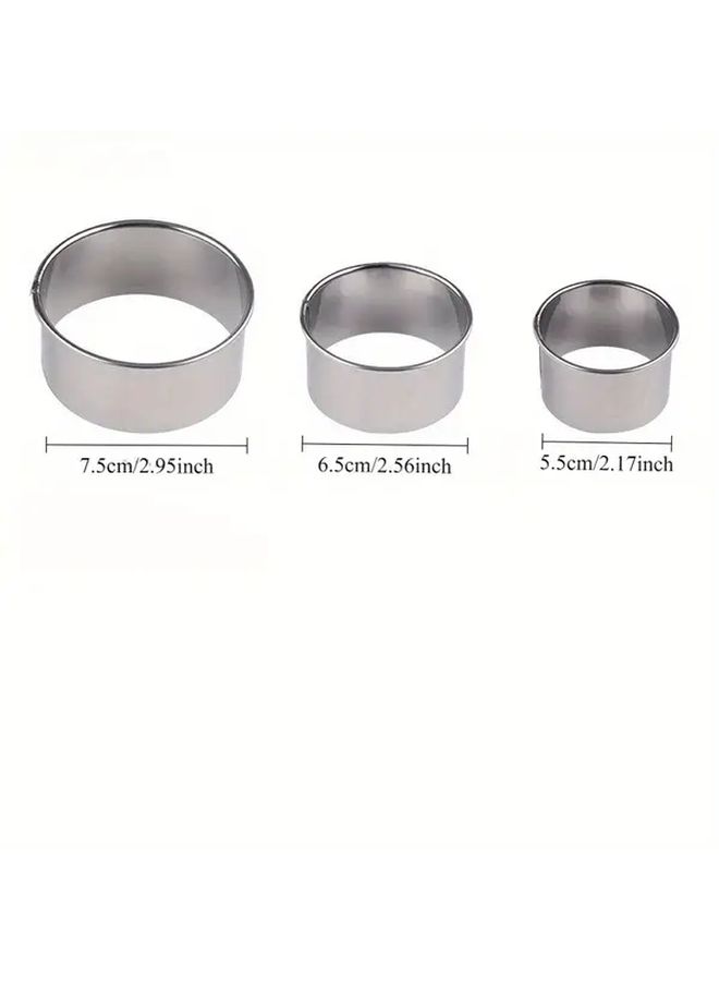 3pcs Silvery Round Dumpling Maker Set Metal Kitchen Tool for Wontons Empanadas Cookies - Image 2