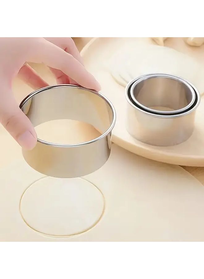 3pcs Silvery Round Dumpling Maker Set Metal Kitchen Tool for Wontons Empanadas Cookies - Image 5