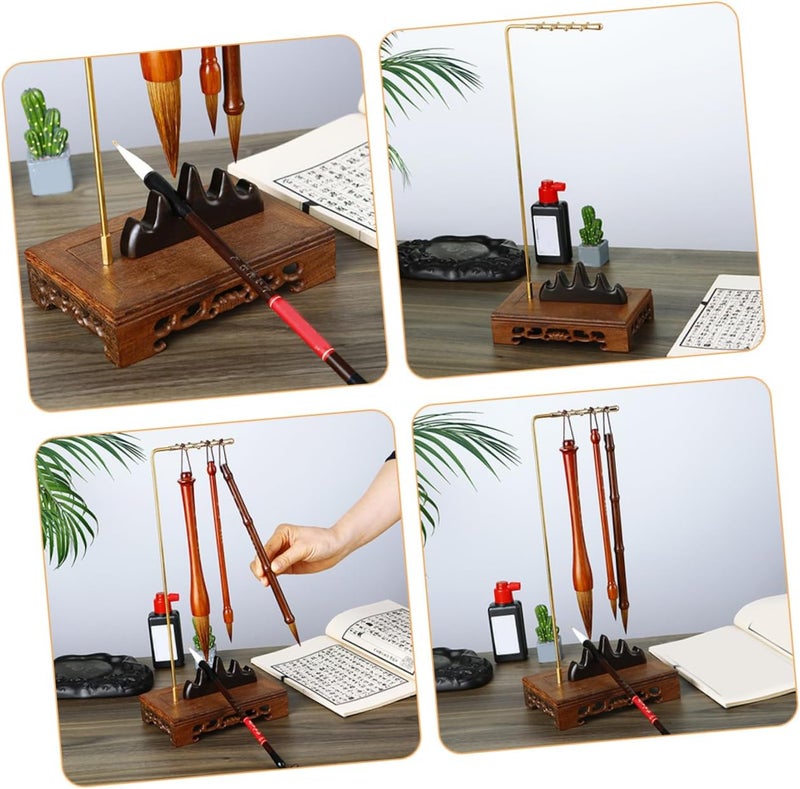 Hanging Brush Holder Decorative Calligraphy Brush Rack Vintage Chinese Style Writing Brush Stand Durable and Design Calligraphy Enthusiasts - Image 4