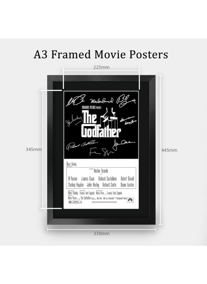HWC Trading HWC Trading The Godfather Part 1 The Cast Al Pacino Marlon Brando 16 x 12 inch Framed Gifts Printed Poster Signed Autograph Picture for Movie Memorabilia Fans - 16" x 12" Framed  - Image 2