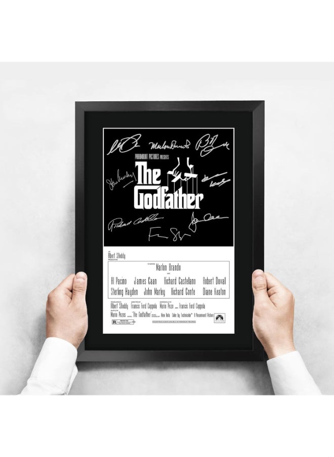 HWC Trading HWC Trading The Godfather Part 1 The Cast Al Pacino Marlon Brando 16 x 12 inch Framed Gifts Printed Poster Signed Autograph Picture for Movie Memorabilia Fans - 16" x 12" Framed  - Image 3