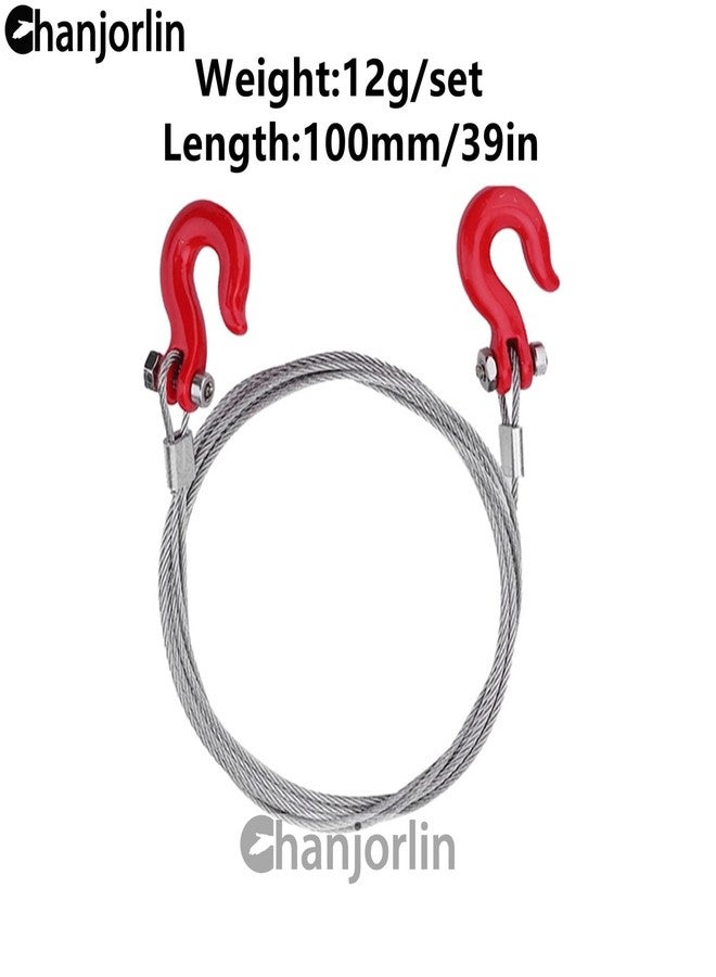 Chanjorlin 1/10 RC Mini Simulation Metal Trailer Chain Rope with Tow Hook Decoration Accessories for 1:10 Scale Rock Crawler Truck Car Traxxas TRX4 SCX10 RXB10 Redat Axial RC4WD Tamiya D90 TF2 (Red) - Image 2