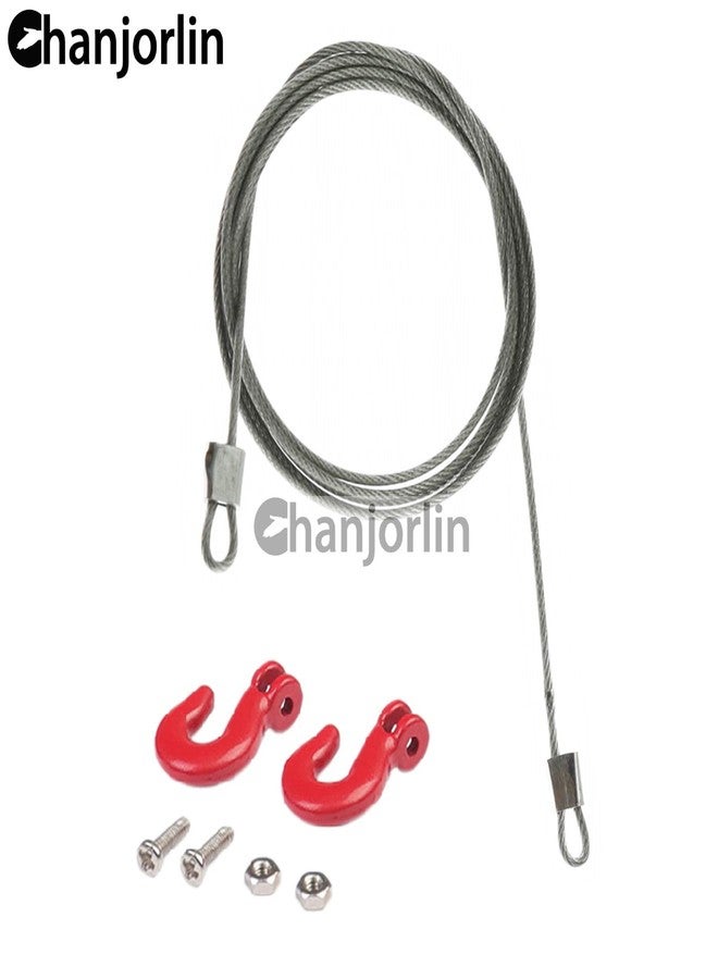 Chanjorlin 1/10 RC Mini Simulation Metal Trailer Chain Rope with Tow Hook Decoration Accessories for 1:10 Scale Rock Crawler Truck Car Traxxas TRX4 SCX10 RXB10 Redat Axial RC4WD Tamiya D90 TF2 (Red) - Image 3