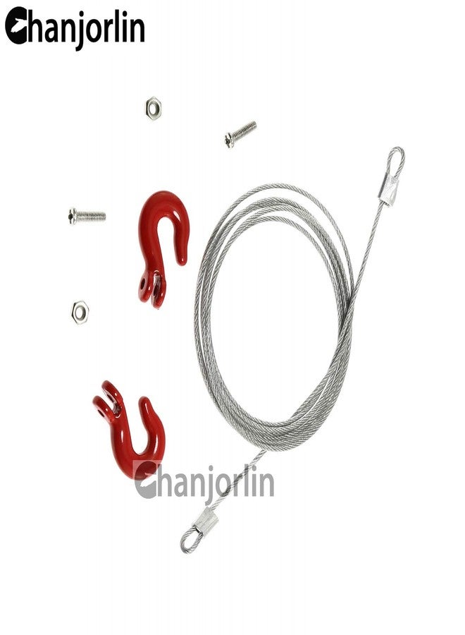 Chanjorlin 1/10 RC Mini Simulation Metal Trailer Chain Rope with Tow Hook Decoration Accessories for 1:10 Scale Rock Crawler Truck Car Traxxas TRX4 SCX10 RXB10 Redat Axial RC4WD Tamiya D90 TF2 (Red) - Image 4