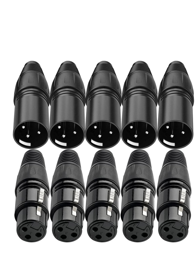 Excefore 10 PCS XLR Connector, 5 Male and 5 Female XLR Mic Microphone Connector, 3 Pins Ultra-Low Noise Microphone and High Conductivity Audio Socket  - Image 1