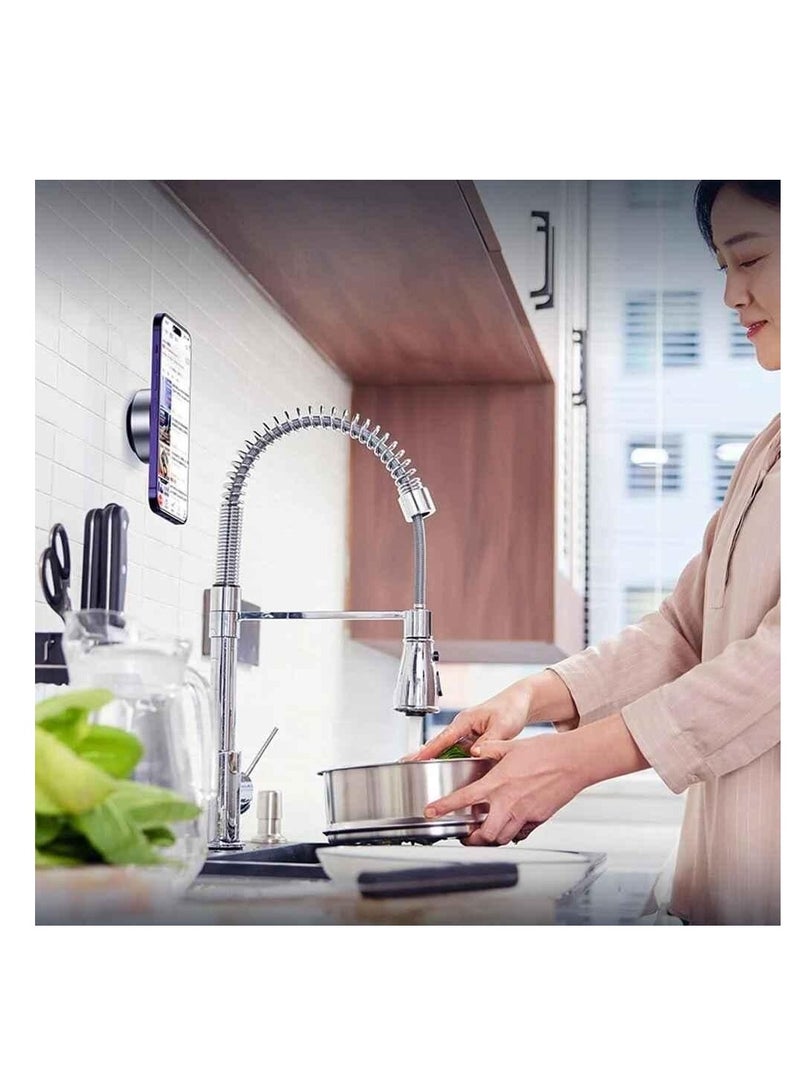 حامل هاتف مغناطيسي للسيارة قابل للتعديل مع كوب شفط كهربائي مغناطيسي لتثبيت الهاتف بدون استخدام اليدين وحامل هاتف مغناطيسي مطور بزاوية 360 درجة للسيارة/الصالة الرياضية/المرآة/السطح الأملس (أسود) - Image 5