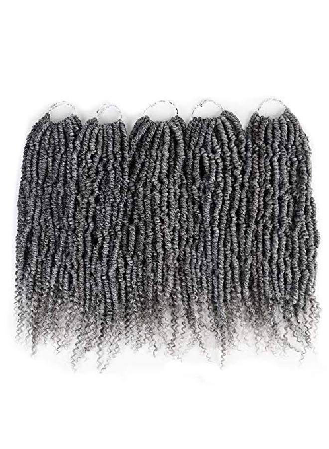 VIOLET 14Inch Spring Twist Crochet Hair 5Pcs Synthetic Crochet Hair Bomb Twist Curly Ends Passion Twist Hair Extensions For Women (24Strands/Pack Grey) - Image 2