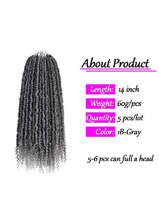 VIOLET 14Inch Spring Twist Crochet Hair 5Pcs Synthetic Crochet Hair Bomb Twist Curly Ends Passion Twist Hair Extensions For Women (24Strands/Pack Grey) - Image 4