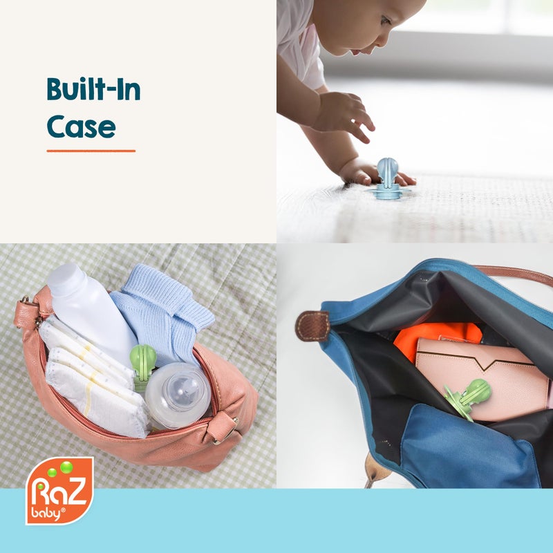 RaZbaby Keep-It-Kleen Baby Pacifier 2-Pack Closes When Dropped - BPA-Free Silicone Orthodontic Nipple, Ideal for Travel, Nipple Stays Clean, 0-36 Months - Grey/Blue - Image 5