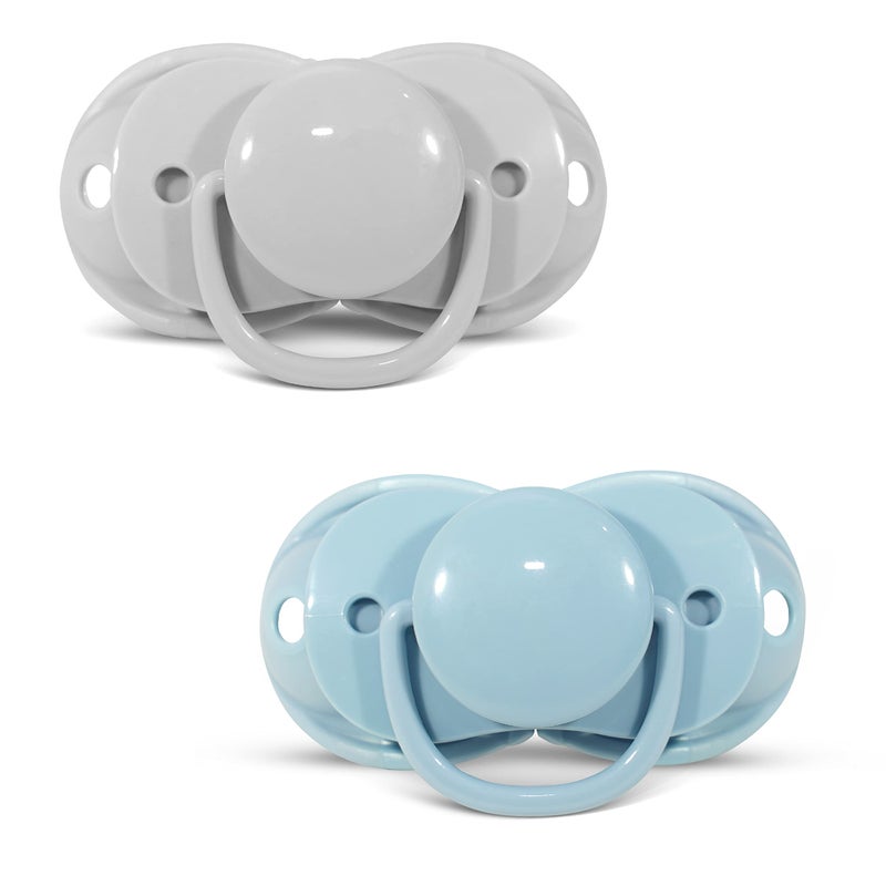 RaZbaby Keep-It-Kleen Baby Pacifier 2-Pack Closes When Dropped - BPA-Free Silicone Orthodontic Nipple, Ideal for Travel, Nipple Stays Clean, 0-36 Months - Grey/Blue - Image 1