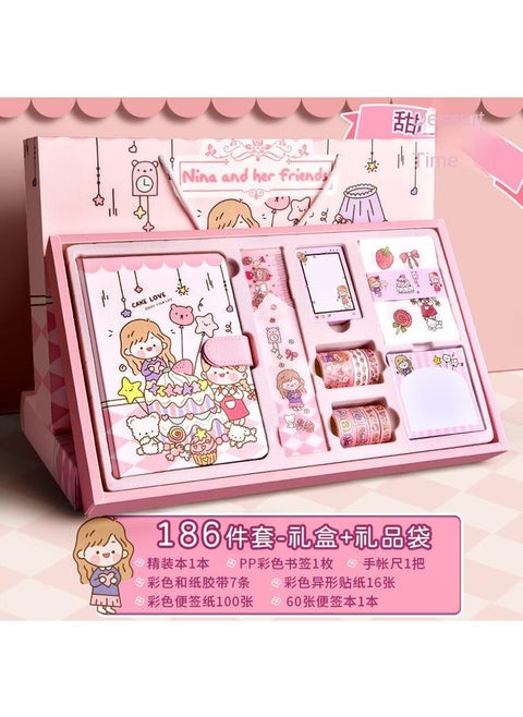 Hand Account Book Gift Box Suit Girl's Heart Diary Primary School Gift Children's Stationery Girl's Full Set Of Tools Material Hand