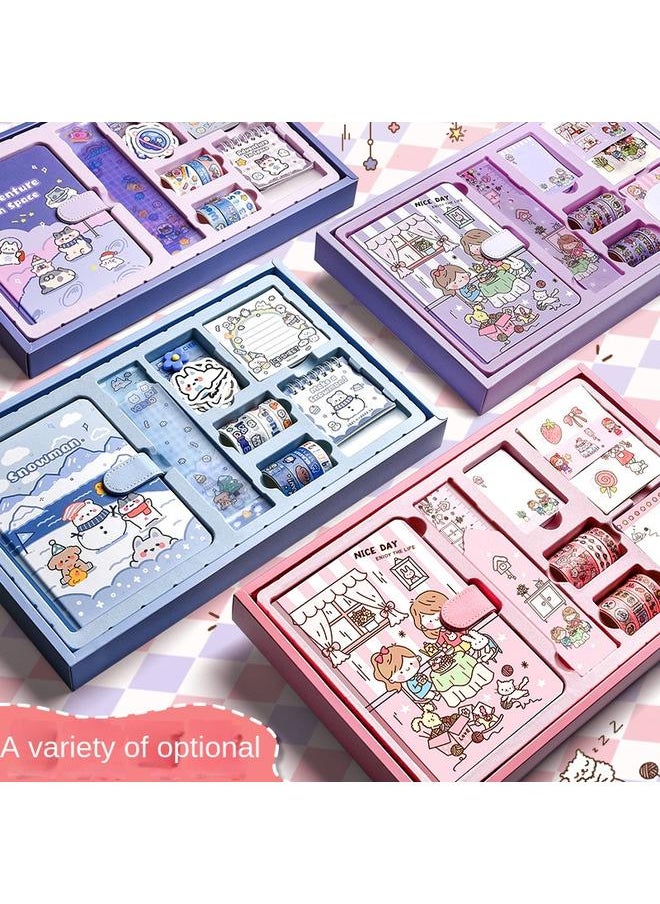 Bluejw - Hand Account Book Gift Box Suit Girl's Heart Diary Primary School Gift Children's Stationery Girl's Full Set Of Tools Material Hand - Image 1