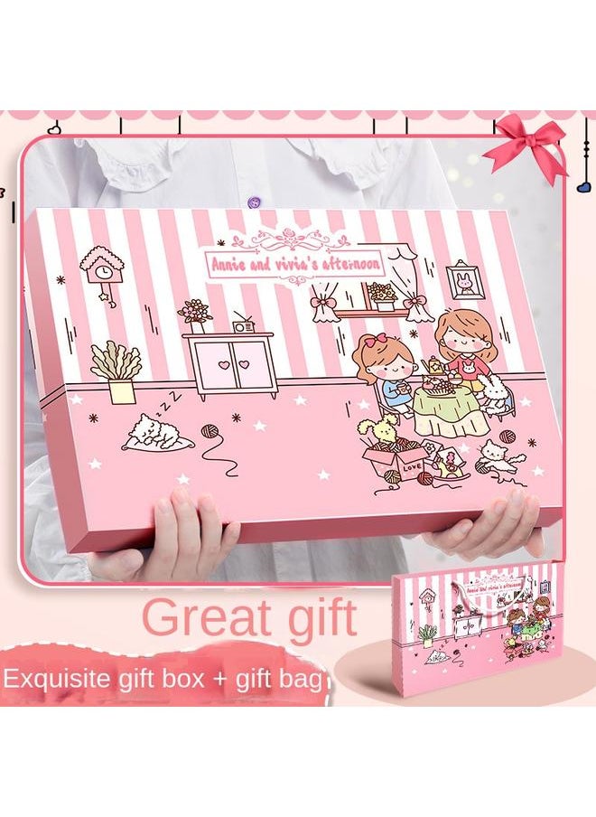 Bluejw - Hand Account Book Gift Box Suit Girl's Heart Diary Primary School Gift Children's Stationery Girl's Full Set Of Tools Material Hand - Image 1
