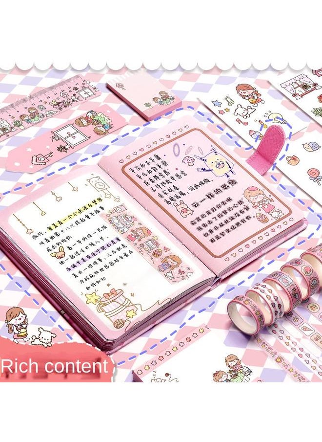 Bluejw - Hand Account Book Gift Box Suit Girl's Heart Diary Primary School Gift Children's Stationery Girl's Full Set Of Tools Material Hand - Image 1