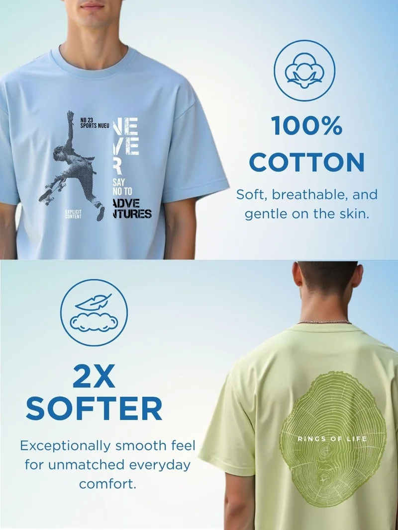 NOBERO Men's Graphic Print Oversized T-Shirt