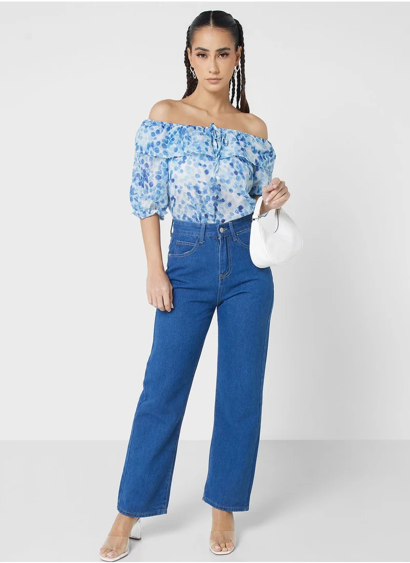Ginger Off Shoulder Ruffle Neck Top