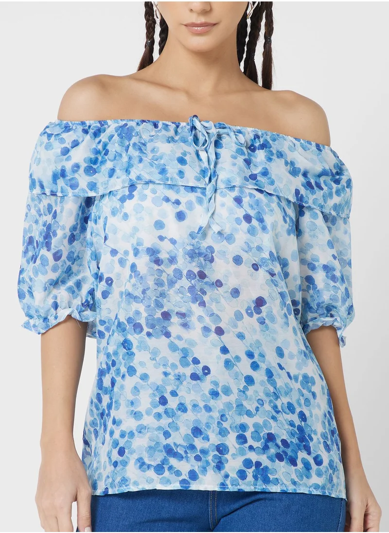 Ginger Off Shoulder Ruffle Neck Top