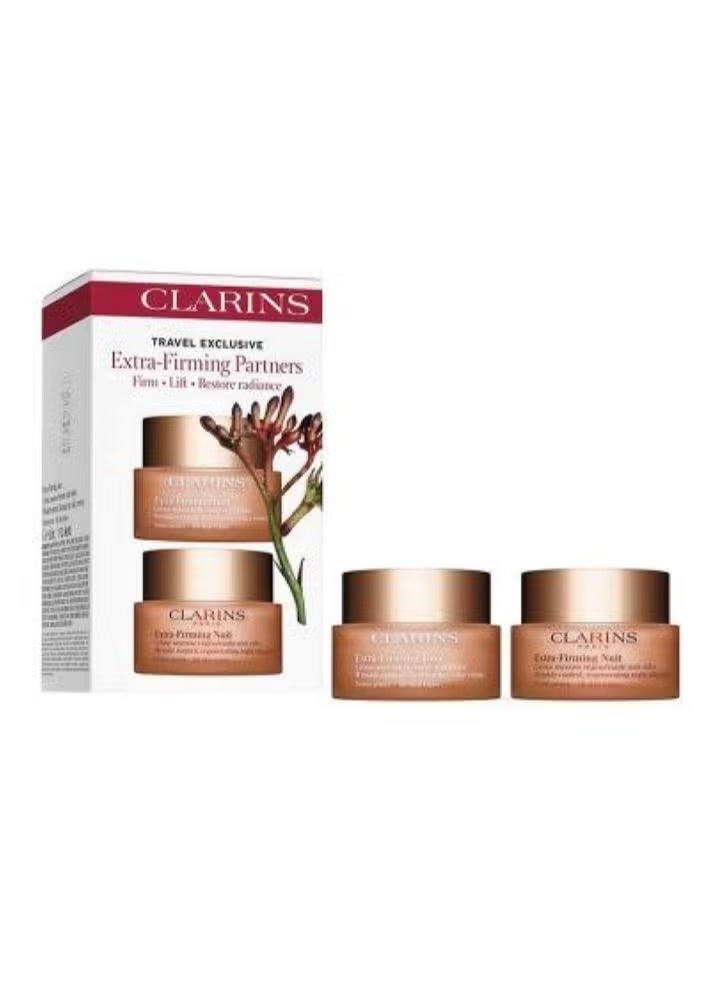clarins clah Clarins Extra-Firming Partners Travel Exclusive Duo Set for Dry Skin | Day Cream & Night Cream | Firming, Lifting & Anti-Wrinkle Skincare | 2 x 50ml - Image 2