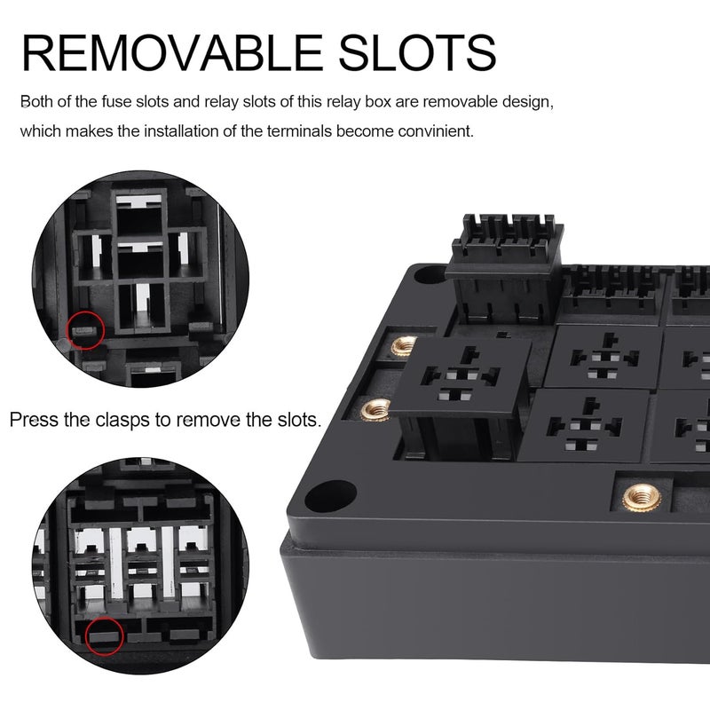 Weasch 12V Fuse Relay Box with 10 Relay Slots and 15 ATC/ATO Fuse Holder for Cars, Trucks, Marine, and Boats - Image 3