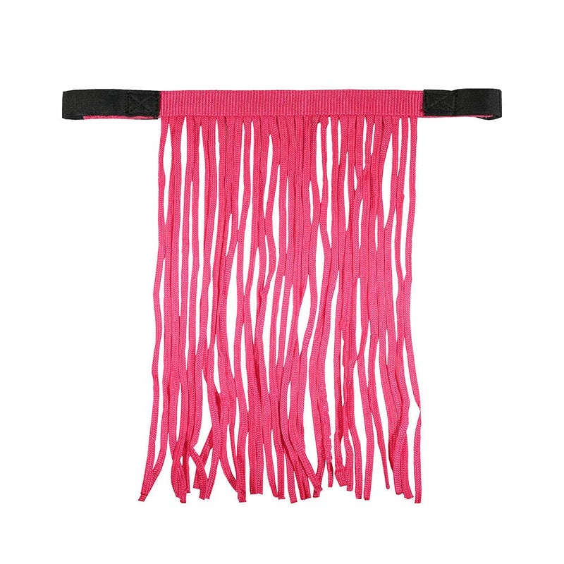 HORZE Lightweight Nylon Fringe Fly Veil - Easily Attaches to Halter - Raspberry Pink - Horse - Image 3