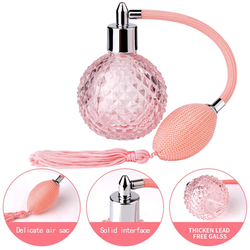 Lamoutor Vintage Perfume Spray Bottle 100Ml Pink Vintage Refillable Perfume Bottle With Long Tassel - Image 4