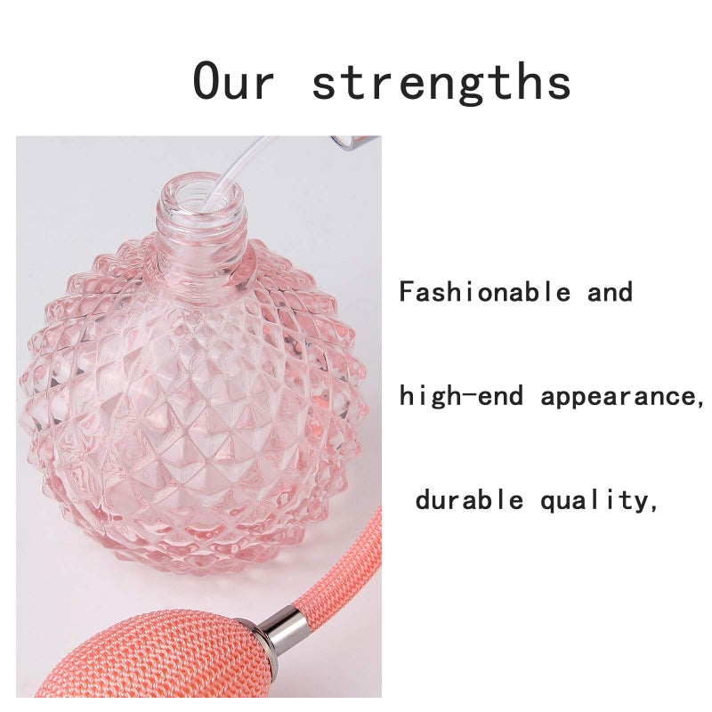 Lamoutor Vintage Perfume Spray Bottle 100Ml Pink Vintage Refillable Perfume Bottle With Long Tassel - Image 2