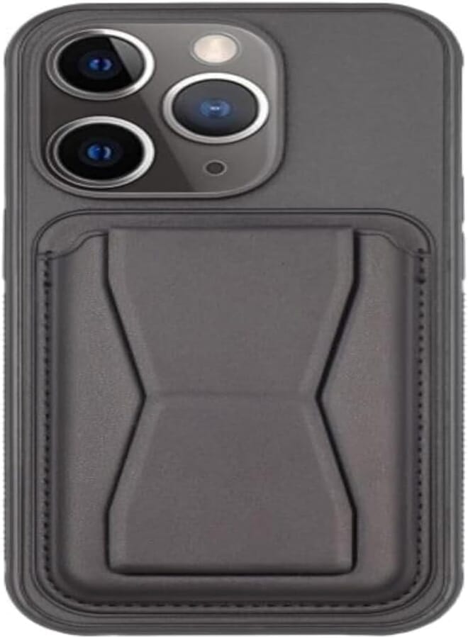 Next Next Store Leather Case Compatible with iPhone 11 Pro Max Shockproof Leather Back Card Storage Plus Phone Stand (Black)