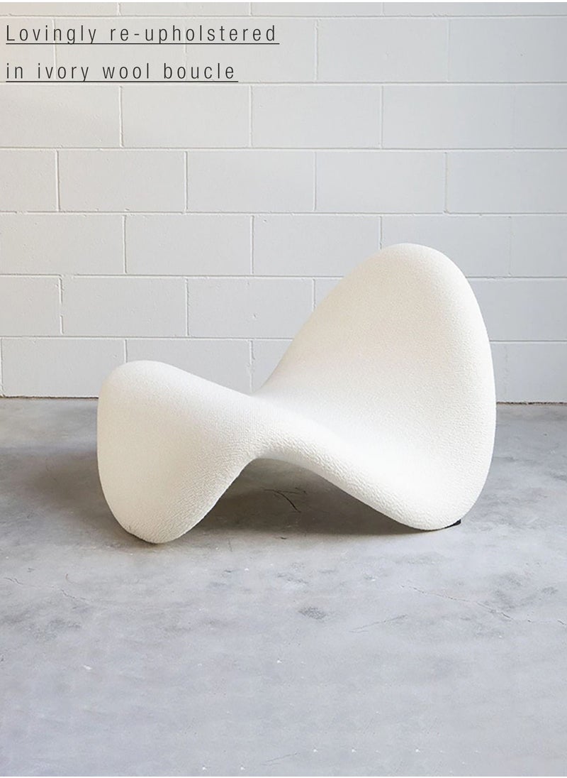 Merry Moments White Boucle Armchair Tongue Shape Armchair Upholstered Armchair Lounge Chair Sofa Chair Dining Chair Makeup Chair for Bedroom Living Dining Retail H64xW78xL96 cm  - Image 3