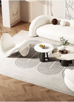 Merry Moments White Boucle Armchair Tongue Shape Armchair Upholstered Armchair Lounge Chair Sofa Chair Dining Chair Makeup Chair for Bedroom Living Dining Retail H64xW78xL96 cm  - Image 5