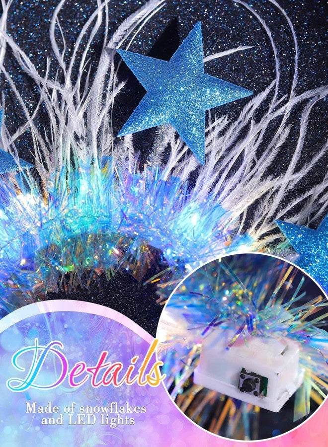 ووي طوق رأس مضيء على شكل نجوم من Woeoe، طوق شعر متوهج بإضاءة LED، إكسسوارات شعر مزينة بالريش للحفلات والمناسبات الخاصة بالنساء - Image 5