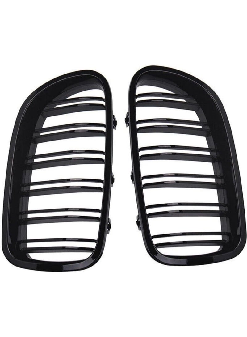 بي إم دبليو غطاء أمامي أسود لامع لسيارة BMW، شبكة أمامية لامعة بخطين تناسب BMW F10 528i 535i 550i M5 2010-2016، شبكة أمامية سوداء لامعة، مزدوج يناسب F10 M5 - Image 3