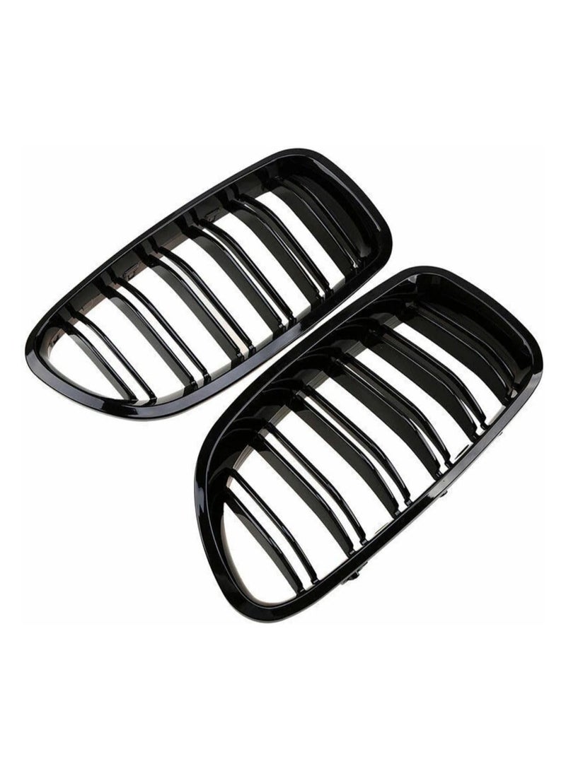 بي إم دبليو غطاء أمامي أسود لامع لسيارة BMW، شبكة أمامية لامعة بخطين تناسب BMW F10 528i 535i 550i M5 2010-2016، شبكة أمامية سوداء لامعة، مزدوج يناسب F10 M5 - Image 4