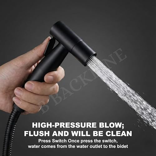 B Backline Jet Spray Pipe for Toilet | High Pressure Health Faucet for Toilets | Jet Spray with 1.2 Mtr Flexible Hose Pipe and Wall Hook | Water Saving Nozzle (Black Matt) - Image 5