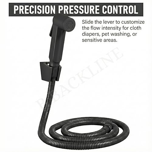 B Backline Jet Spray Pipe for Toilet | High Pressure Health Faucet for Toilets | Jet Spray with 1.2 Mtr Flexible Hose Pipe and Wall Hook | Water Saving Nozzle (Black Matt) - Image 4
