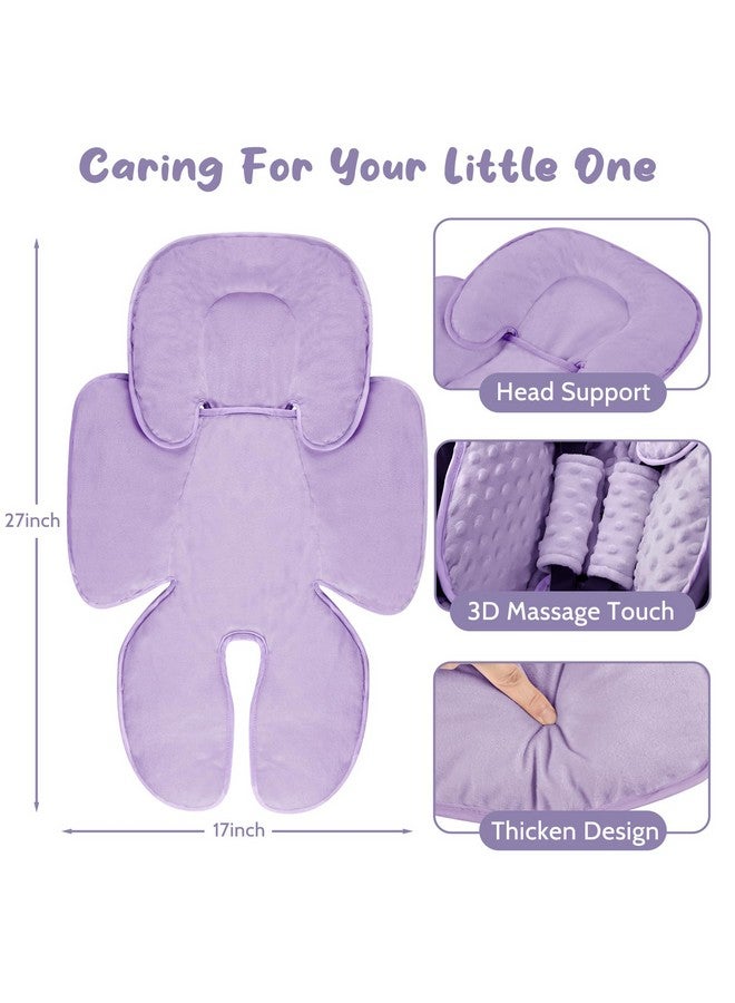 GFU 2 in 1 Infant Car Seat Insert Head and Body Support Set, Reversible Newborn Insert for Carseat with 3 Extra Strap Paddings, Soft Stroller Cushion Pillow Insert Girls, Fits for Stroller, Swing, Purple - Image 4