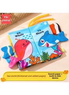 Generic Cloth Book Early Education Baby Can't Tear And Bite 6 Months Baby Three-dimensional Tail Can Tear Hand Tear Book 3 Educational Toys-Color: Tail Large Cloth Book (built-in Bibi Device, Sound Paper) * 6 Pages  - Image 1