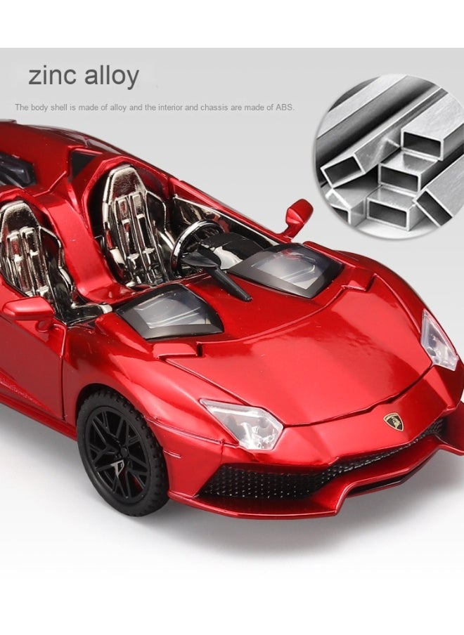 LAMBORGHINI 1:32 Lamborghini Convertible Sports Car Alloy Car Diecast Metal Model Sound Light Pull Back Toy Miniatures Gift for Children  - Image 3